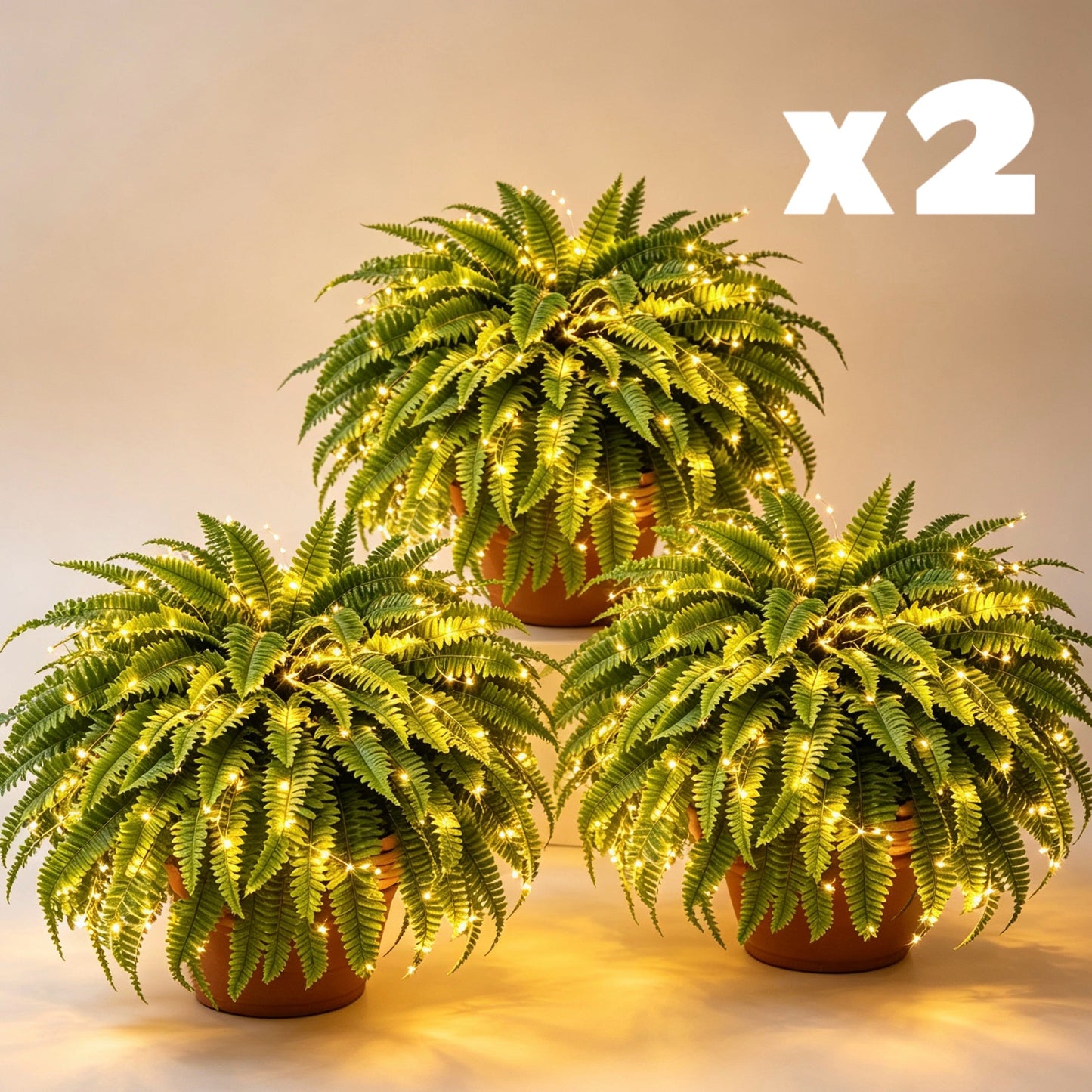 🔥 Newly Upgraded🔥Oversized Pre-Lit Artificial Boston Ferns --No watering, No fading