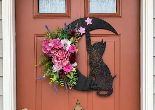 Handmade Halloween Cat Wreath