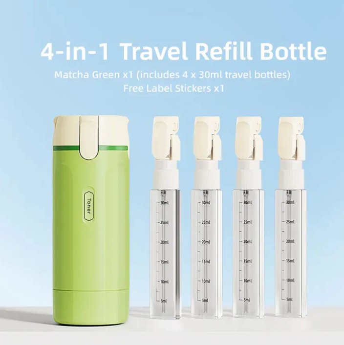 4-in-1 Travel Toiletry Dispenser – Compact, Leak-Proof & Refillable
