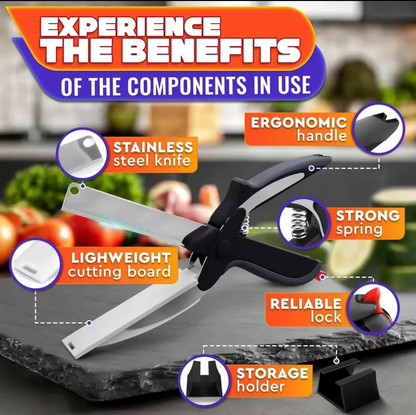 ✂️2-in-1 Kitchen Scissors  – Stainless Steel Food Cutter For Meat, Vegetables, Fruit & Cheese
