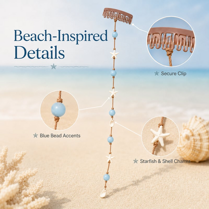 Mermaid Beach Hidden Clip Hair Accent – Ocean Starfish Shell Hair Strand For Summer Vacation