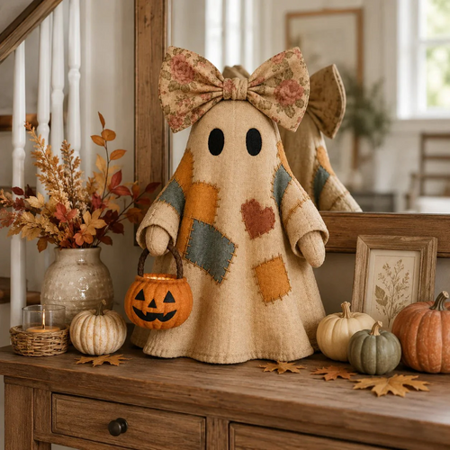 【Halloween Gifts】Resin Vintage Patchwork Glowing Ghost Decor