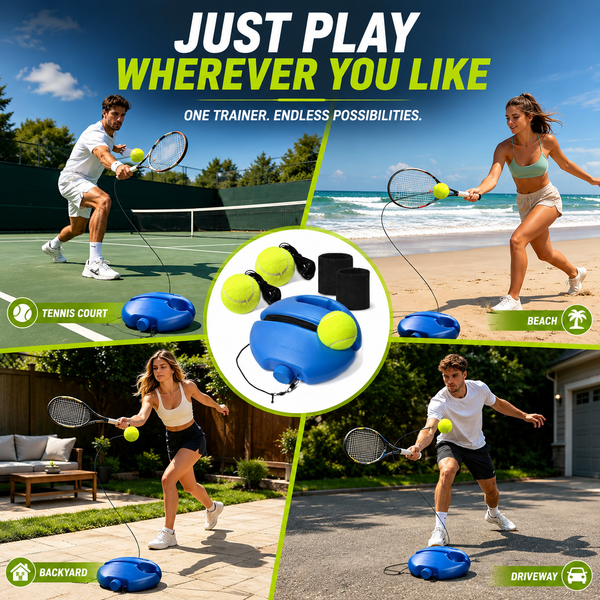 Solo Tennis Trainer Rebound Set – Practice Anytime, No Partner Needed