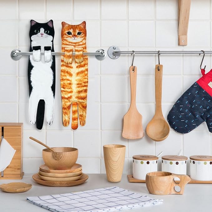 Funny Cat Hand Towels ForBathroom Kitchen Decor Towel