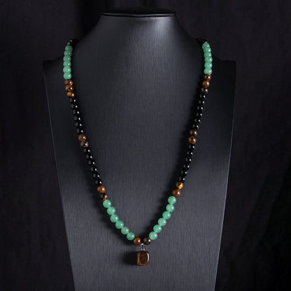 ✨Money Attraction Necklace With GreenAventurine & Tiger Eye Pendant Healing Crystal Stone