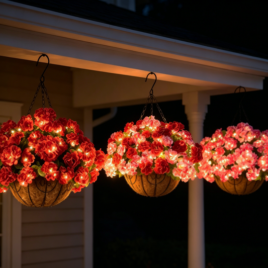 🔥Last Day 50% OFF🔥Outdoor UV Resistant Artificial Geranium Flowers with free led lights☀️UV resistant, Waterproof，Windproof🌪️