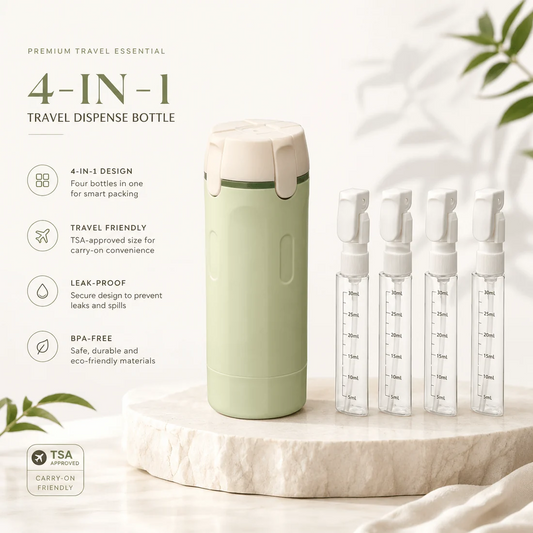 4-in-1 Travel Toiletry Dispenser – Compact, Leak-Proof & Refillable