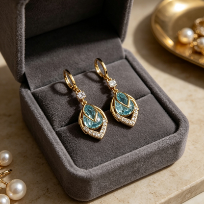 Sky Blue Drop Dangle Hoop Earrings