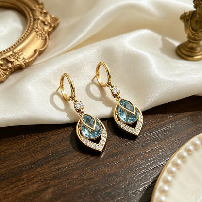 Sky Blue Drop Dangle Hoop Earrings
