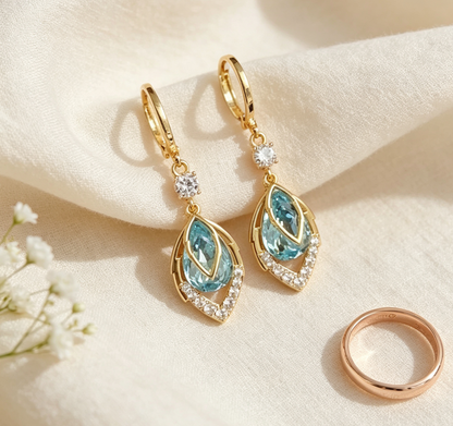 Sky Blue Drop Dangle Hoop Earrings