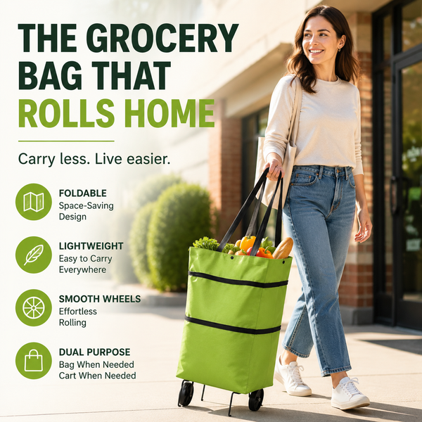 Foldable Grocery Cart Bag – The Rolling Shopping Bag That Saves Your Back