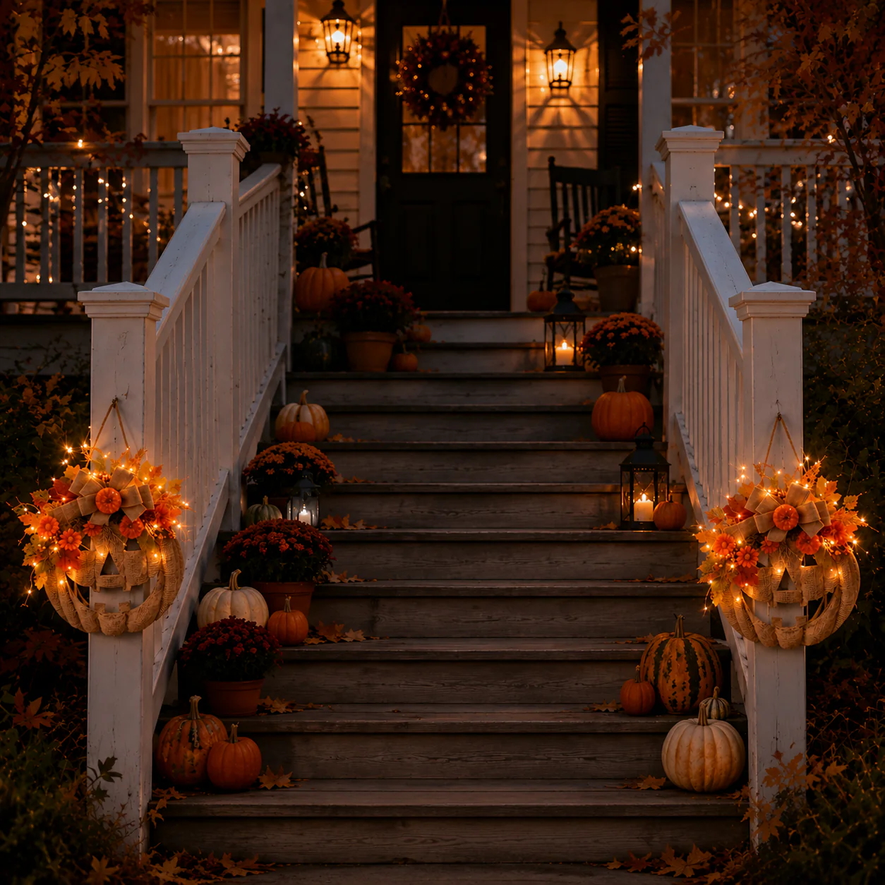 🎃Lighted Burlap Pumpkin Wreath