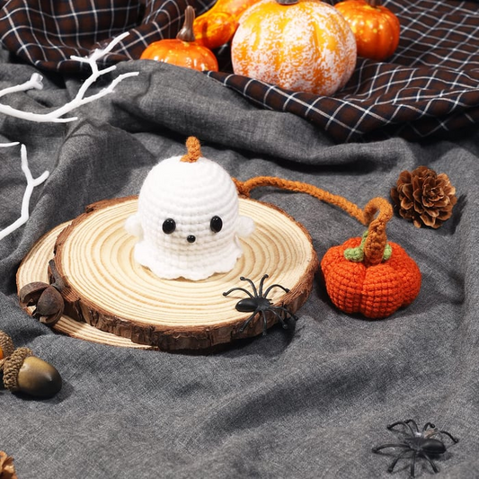 👻Handmade Halloween Hanging Ornament Crochet Pumpkin And Ghost
