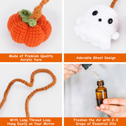 👻Handmade Halloween Hanging Ornament Crochet Pumpkin And Ghost