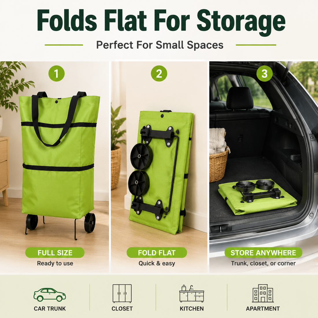 Foldable Grocery Cart Bag – The Rolling Shopping Bag That Saves Your Back