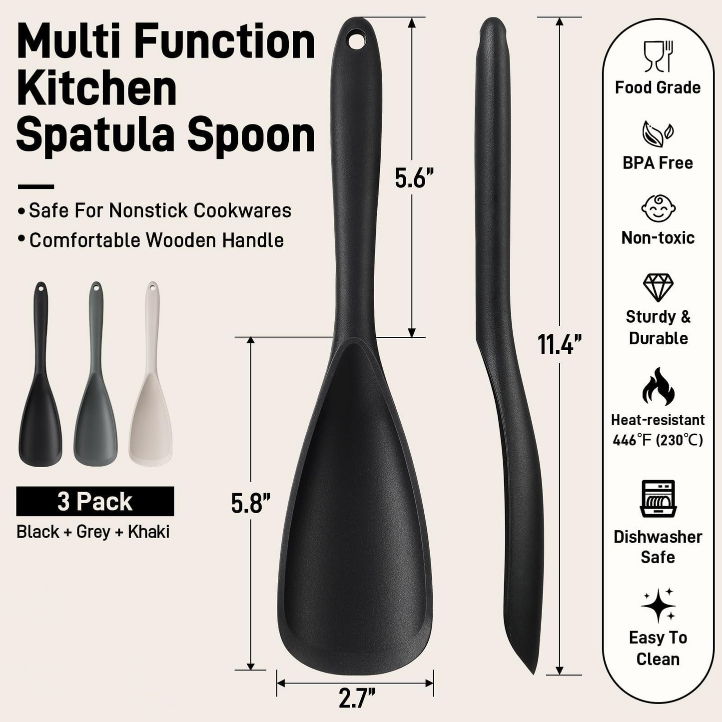🍳Silicone Spoonula For Nonstick Cookware