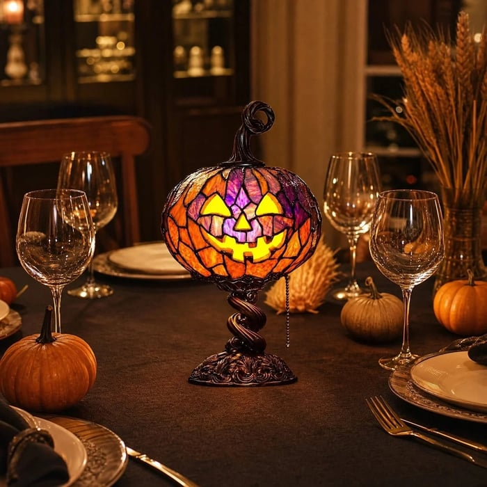🎃Halloween Stained Glass Style Pumpkin Table Lamp