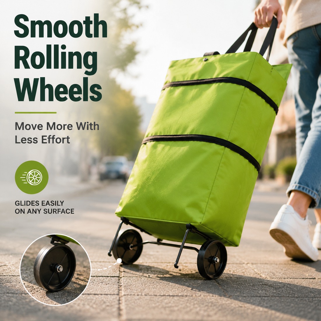 Foldable Grocery Cart Bag – The Rolling Shopping Bag That Saves Your Back