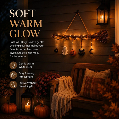 🎃Lighted Fall Broom Wall Hanging