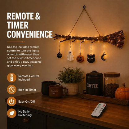 🎃Lighted Fall Broom Wall Hanging
