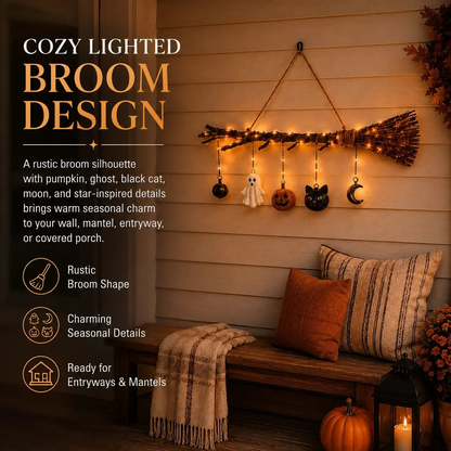 🎃Lighted Fall Broom Wall Hanging