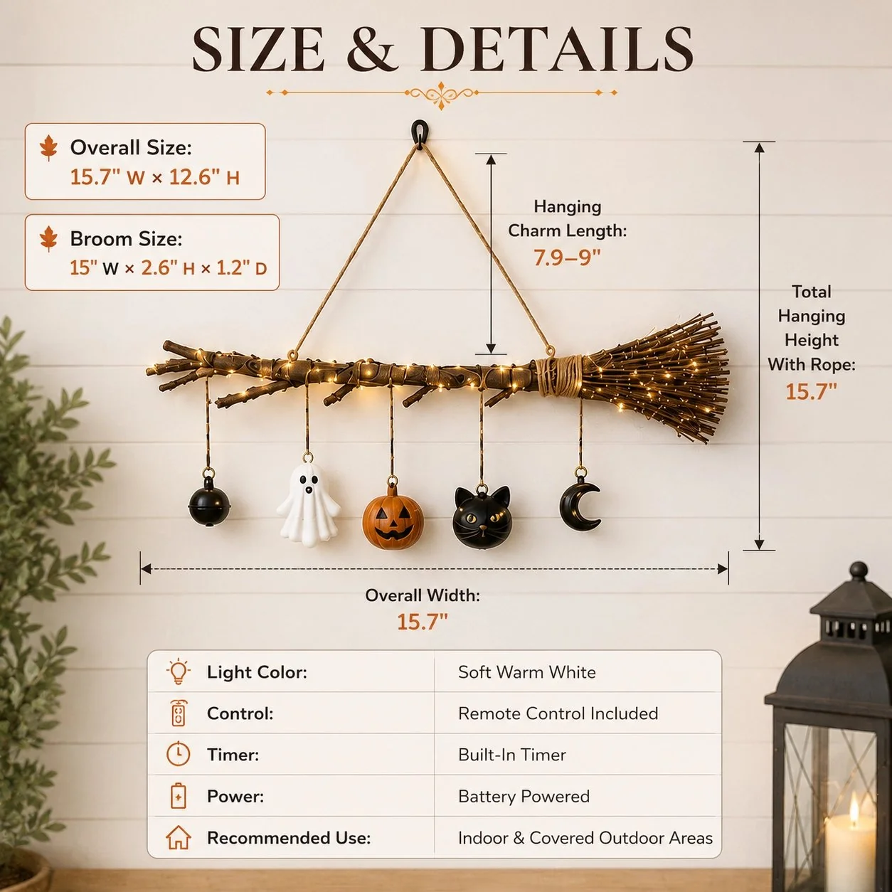 🎃Lighted Fall Broom Wall Hanging