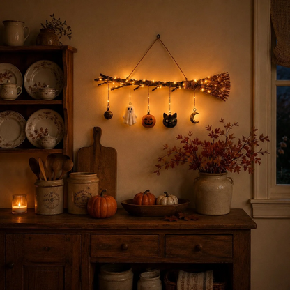 🎃Lighted Fall Broom Wall Hanging