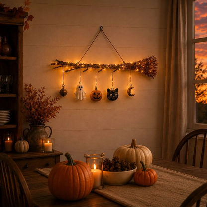 🎃Lighted Fall Broom Wall Hanging