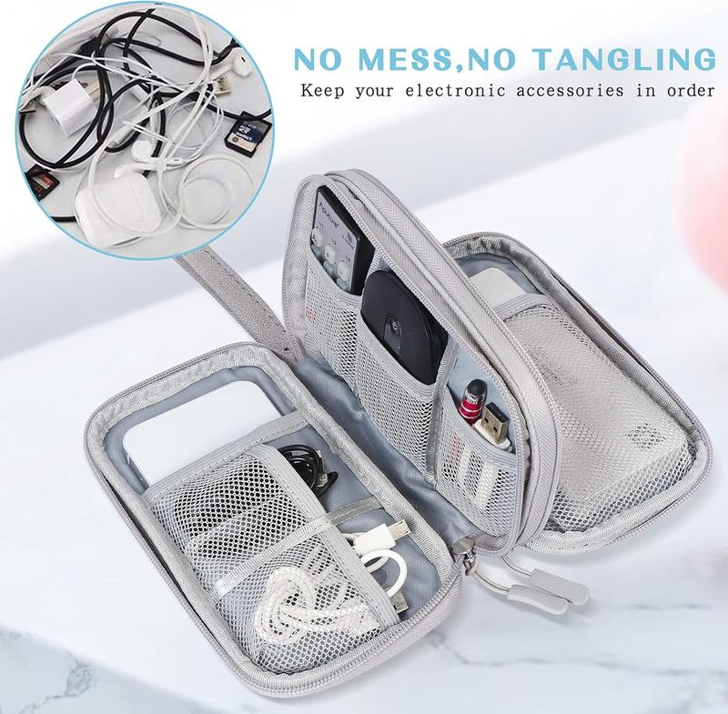 Cable Organizer Bag,Double Layer TravelPouch For Chargers,Cords & Tech Accessories