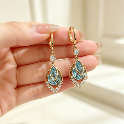 Sky Blue Drop Dangle Hoop Earrings