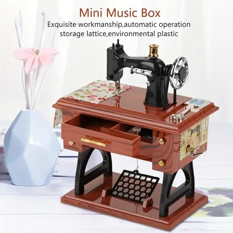 Wooden Mini Sewing Machine Music Box