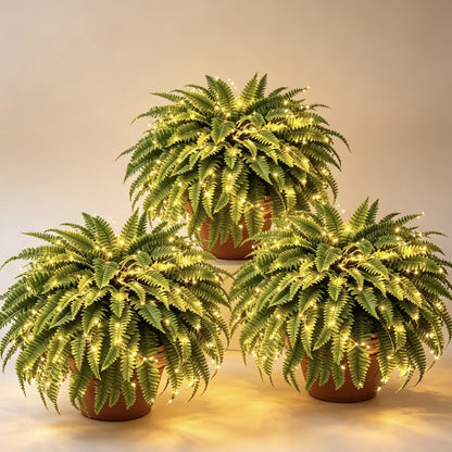 🔥 Newly Upgraded🔥Oversized Pre-Lit Artificial Boston Ferns --No watering, No fading