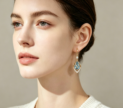 Sky Blue Drop Dangle Hoop Earrings