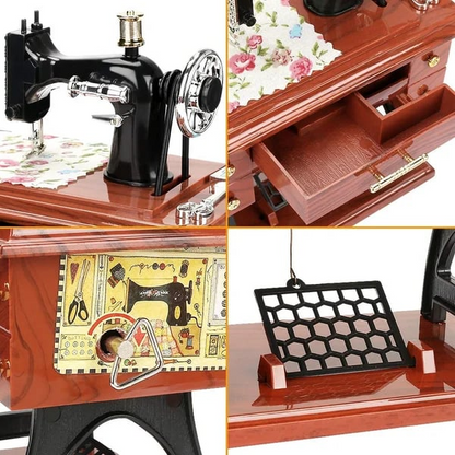Wooden Mini Sewing Machine Music Box