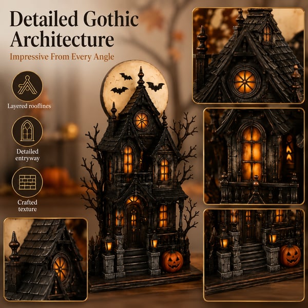 Lighted Halloween Haunted House & Character Figurine Collection