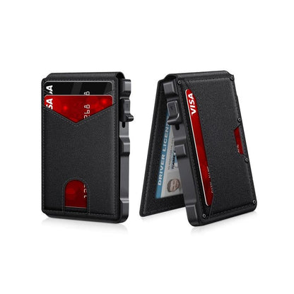 Premium Aluminum RFID Blocking Minimalist Wallet For Men — Pop-Up Card Access, Money Clip & ID Window