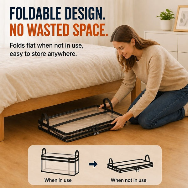 New Upgrade-Large Clear Thick Plastic Storage Box With Hinged Lid