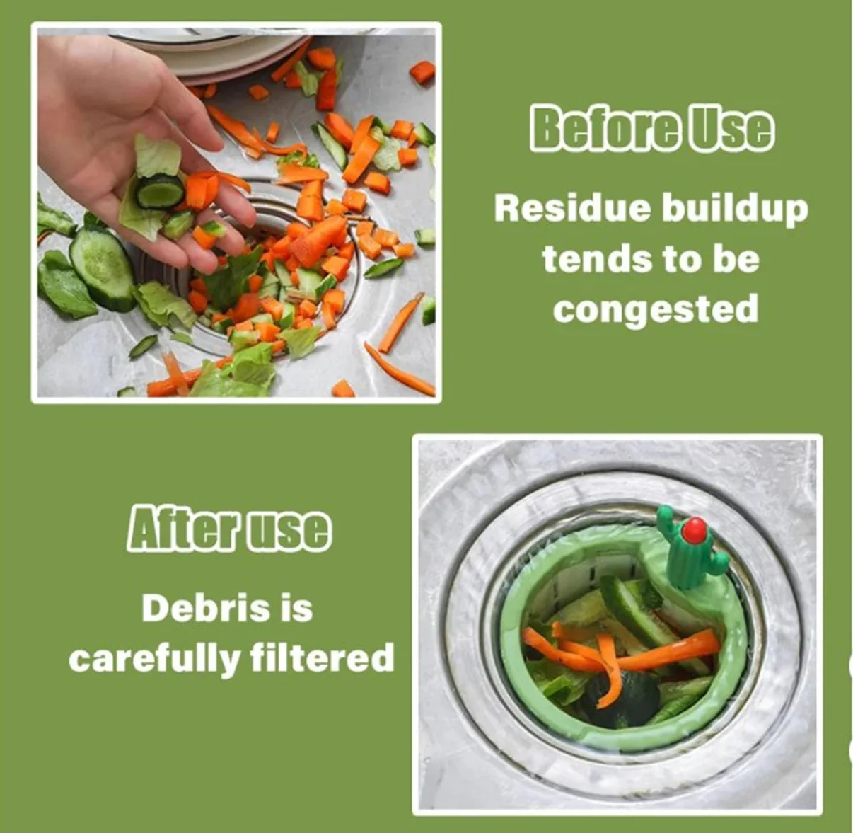 2pcs Cactus Kitchen Automatic Dumping Sink Filter