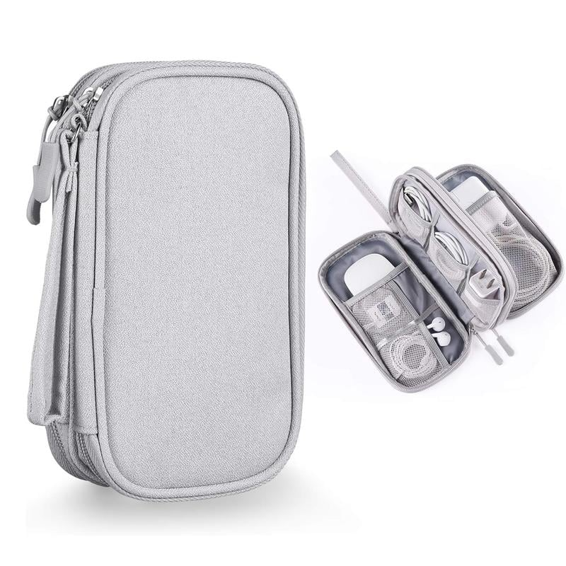 Cable Organizer Bag,Double Layer TravelPouch For Chargers,Cords & Tech Accessories