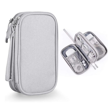 Cable Organizer Bag,Double Layer TravelPouch For Chargers,Cords & Tech Accessories