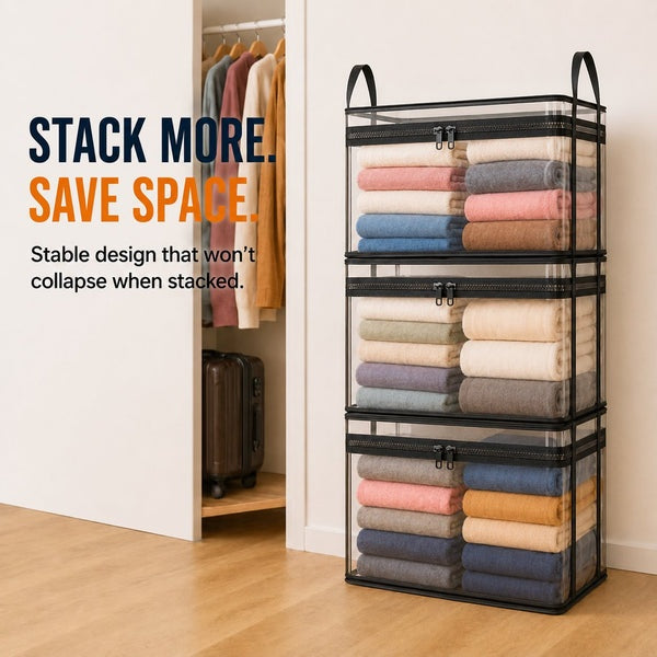 New Upgrade-Large Clear Thick Plastic Storage Box With Hinged Lid