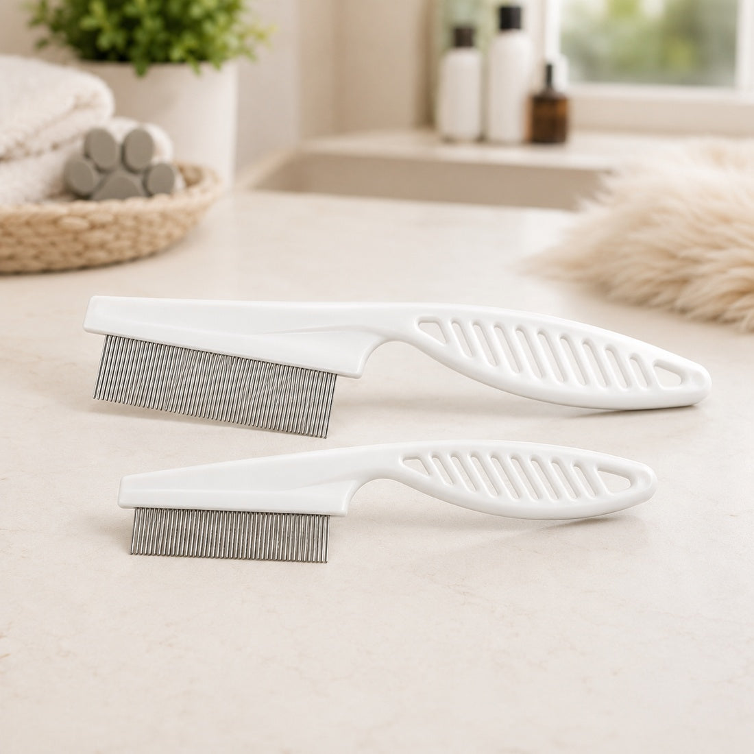 2 Pack Pet Grooming Comb Set For Small Dogs And Cats Flea And Lice Remova