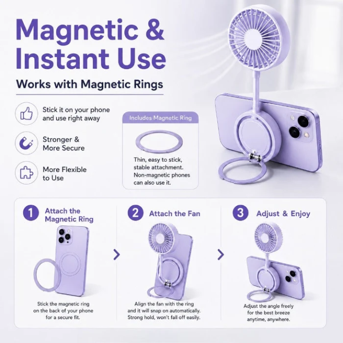 Hands-Free Magnetic Phone Fan