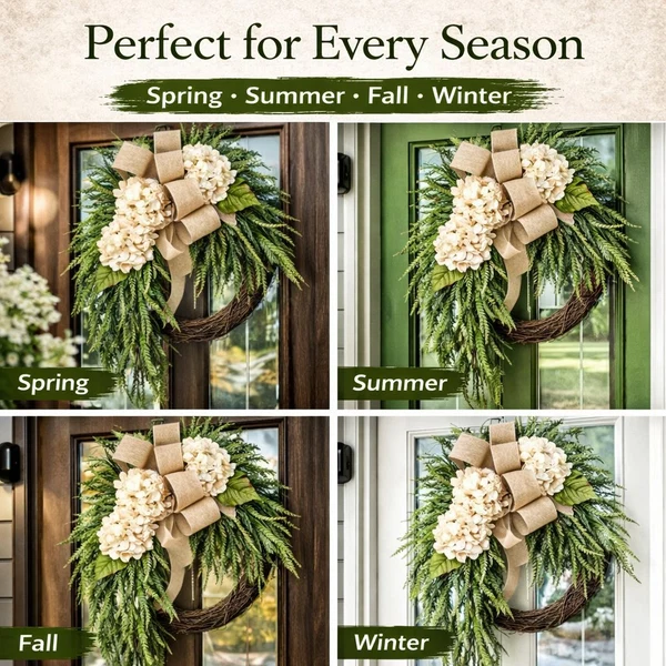 Handcrafted Hydrangea Wreath – The Perfect All-Season Front Door Decor