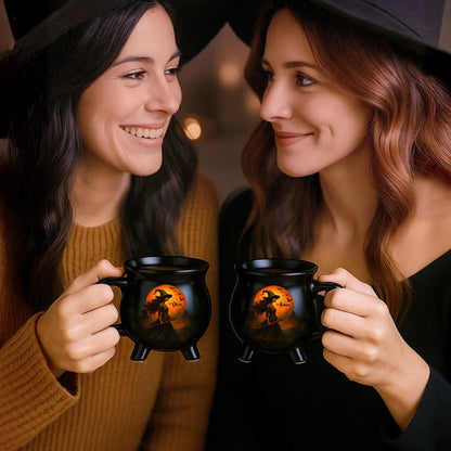 Custom Witch Cauldron Coffee Mug - Personalized Halloween Witchy Gifts For Besties, Sisters, BFF, Family, Yourself - Witching You A Wicked Brew