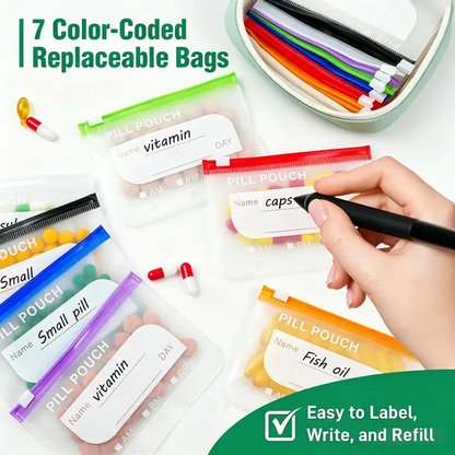 Waterproof Pill Pouch Set – Large Weekly Travel Medicine Organizer