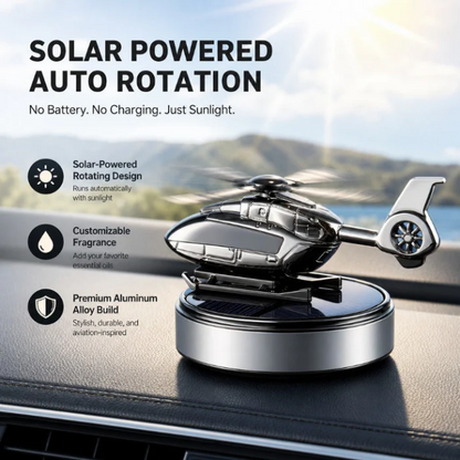 Solar Rotating Helicopter Car Aromatherapy Diffuser – Aluminum Alloy Solar Powered Air Freshener
