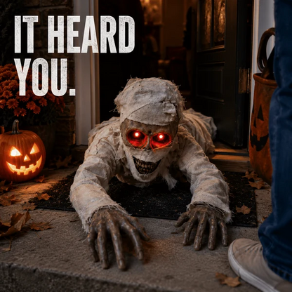 Sound-Activated Animated Crawling Mummy With Glowing Red Eyes