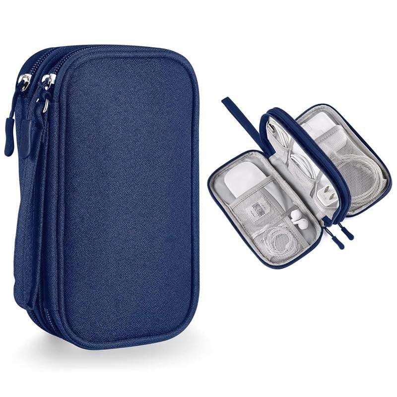 Cable Organizer Bag,Double Layer TravelPouch For Chargers,Cords & Tech Accessories