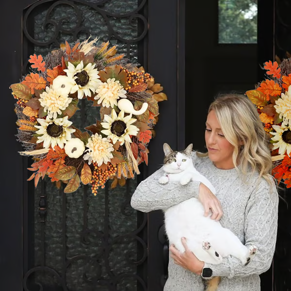 Fall Pre-sale - White Sunflower Fall Wreath